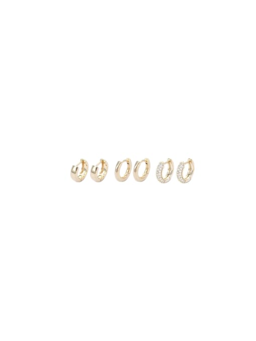 YOUH Brass Cubic Zirconia Geometric Dainty Hoop Earring 0