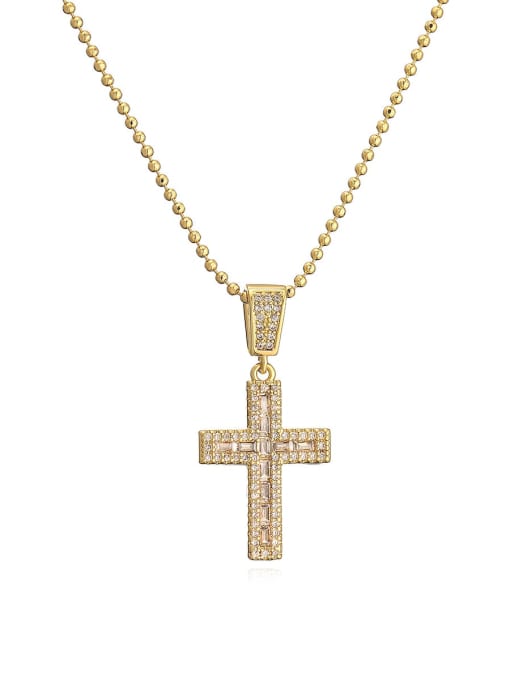 AOG Brass Cubic Zirconia Cross Hip Hop Regligious Necklace