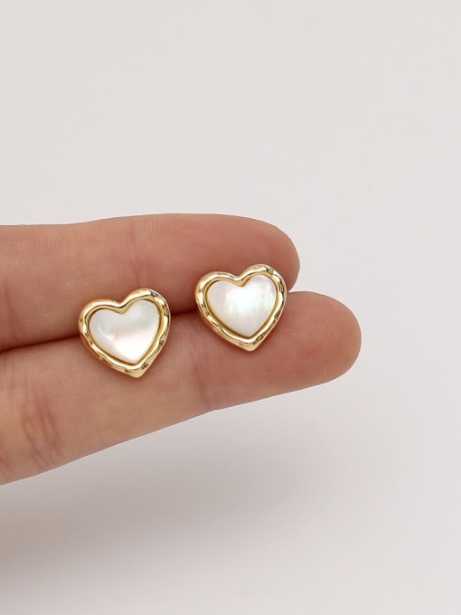 HYACINTH Brass Shell Heart Minimalist Stud Trend Korean Fashion Earring 1
