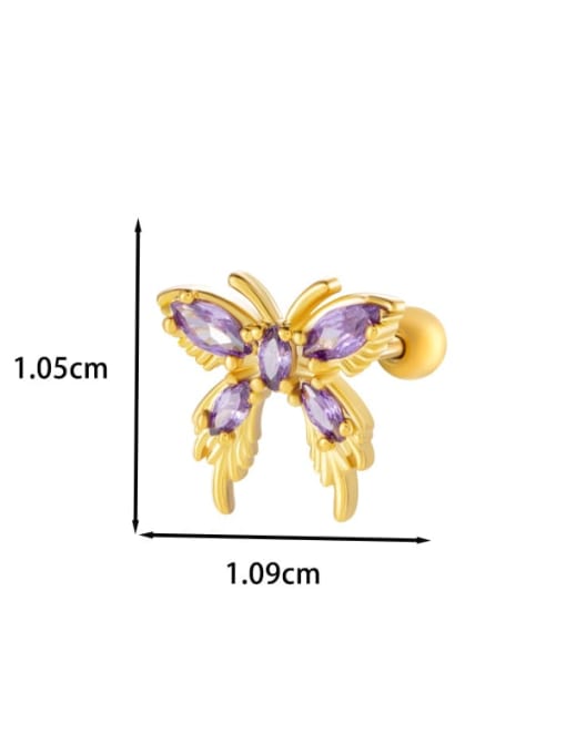 3 # Golden Brass Cubic Zirconia Planet Dainty Single Earring