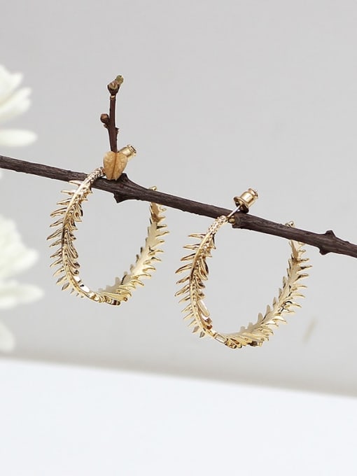 HYACINTH Copper aesthetic C shaped fishbone Trend Korean Fashion Earrings 3