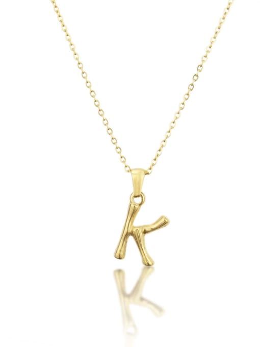K Titanium Rhinestone minimalist letter Pendant Necklace