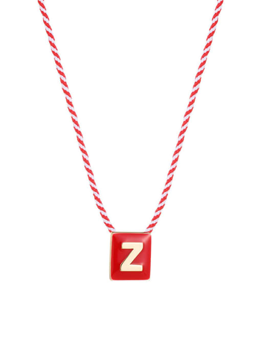 Letter Z Brass Enamel Message Cute Necklace