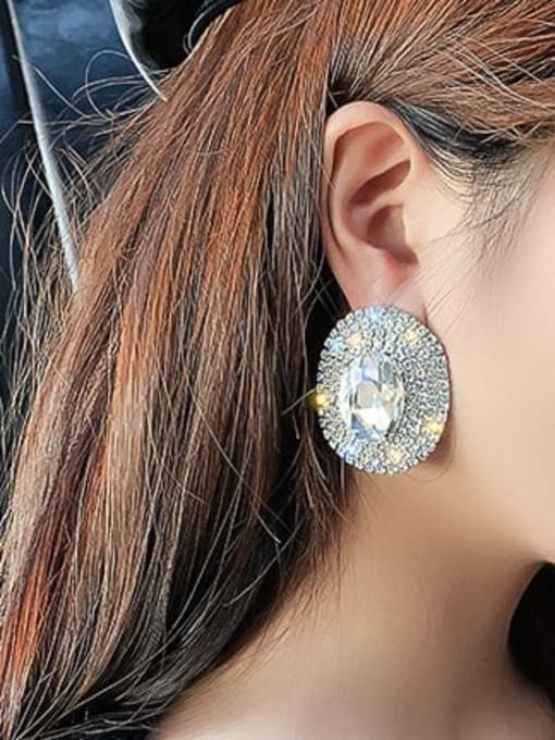 Papara Alloy Cubic Zirconia Round Statement Cluster Earring 1