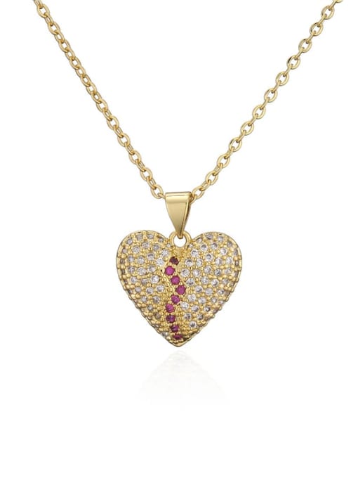 20772 Brass Cubic Zirconia  Trend Heart Pendant Necklace