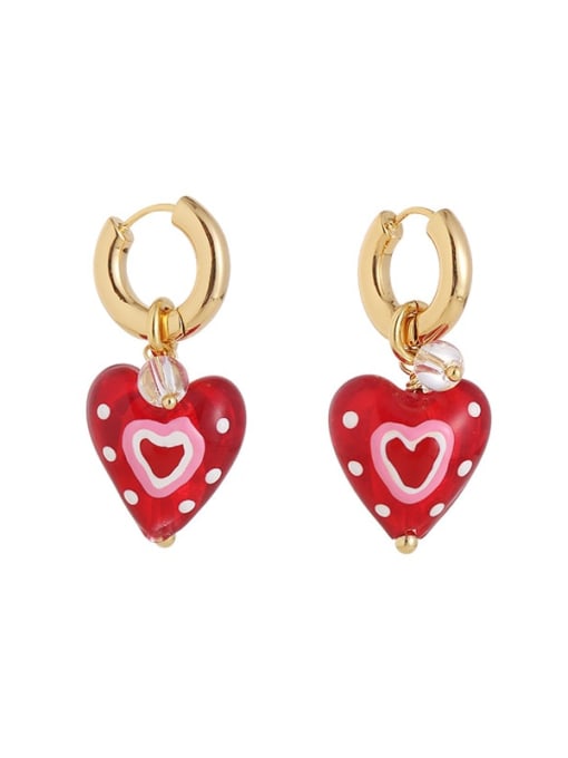 Option 2 (sold with the same necklace) Brass Enamel Heart Cute Drop Earring
