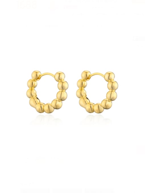AOG Brass Bead Geometric Minimalist Huggie Earring 0