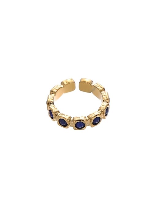 Lapis lazuli ring Brass Natural Stone Geometric Hip Hop Band Ring