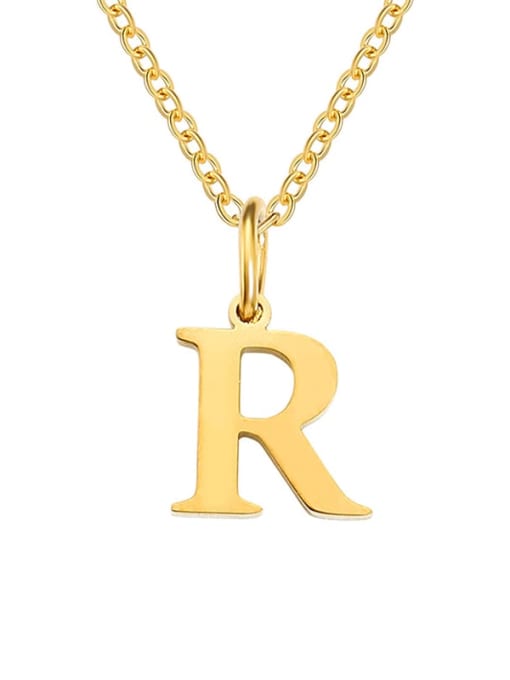 R Gold Stainless steel Letter Minimalist Necklace