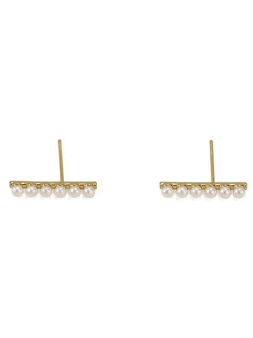gold Brass Imitation Pearl Geometric Minimalist Stud Earring