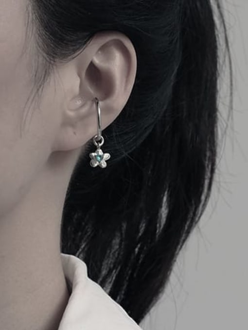 TINGS Brass Cubic Zirconia Flower Minimalist Single Earring(Single-Only One) 1