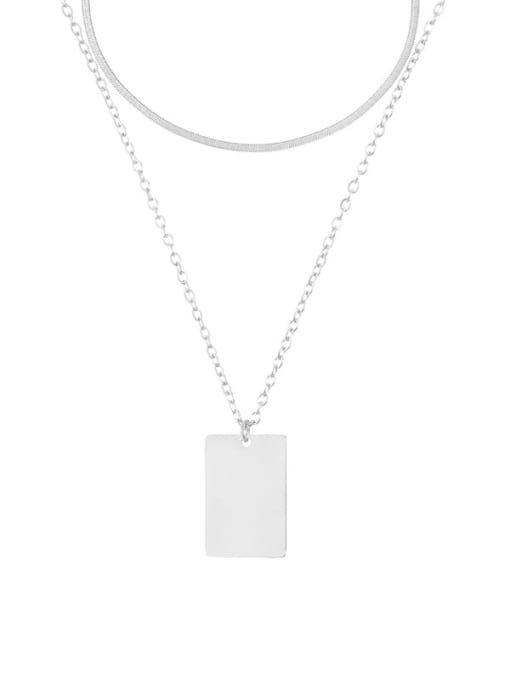 Steel color Stainless steel Geometric Minimalist Multi Strand Necklace