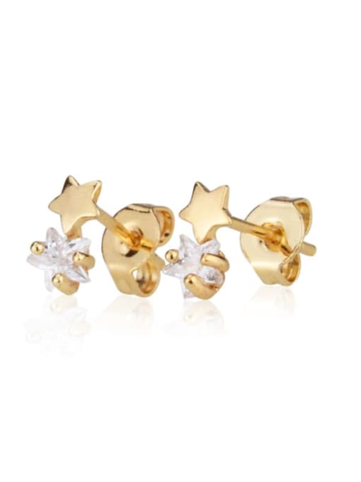 Gold plated white zirconium Brass Cubic Zirconia Star Minimalist Stud Earring