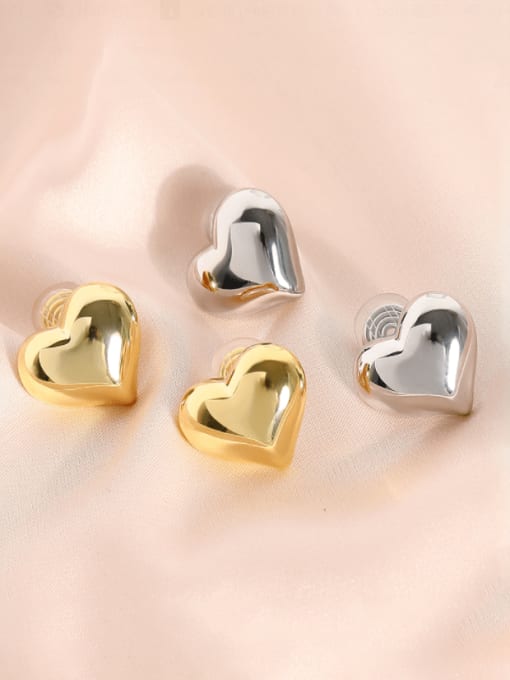 HYACINTH Brass Smooth  Heart Minimalist Clip Earring 0