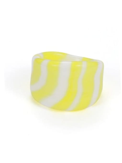 Yellow and white stripes Hand Glass  Multi Color Geometric Minimalist Band Ring