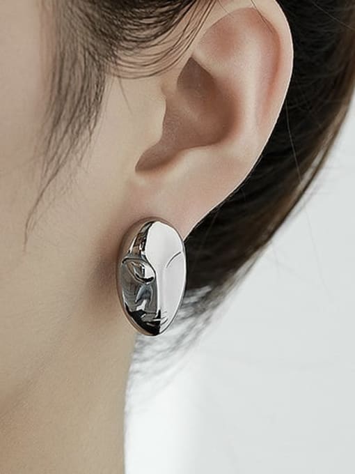 TINGS Titanium Steel Geometric Minimalist mask Stud Earring 1