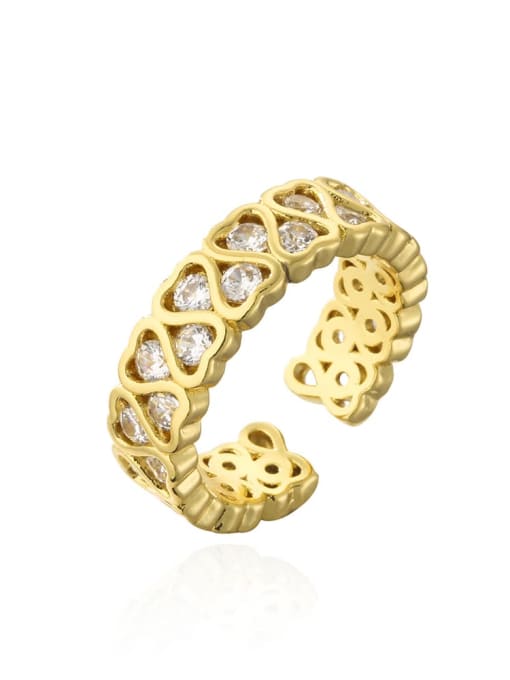 AOG Brass Cubic Zirconia Geometric Vintage Band Ring 3