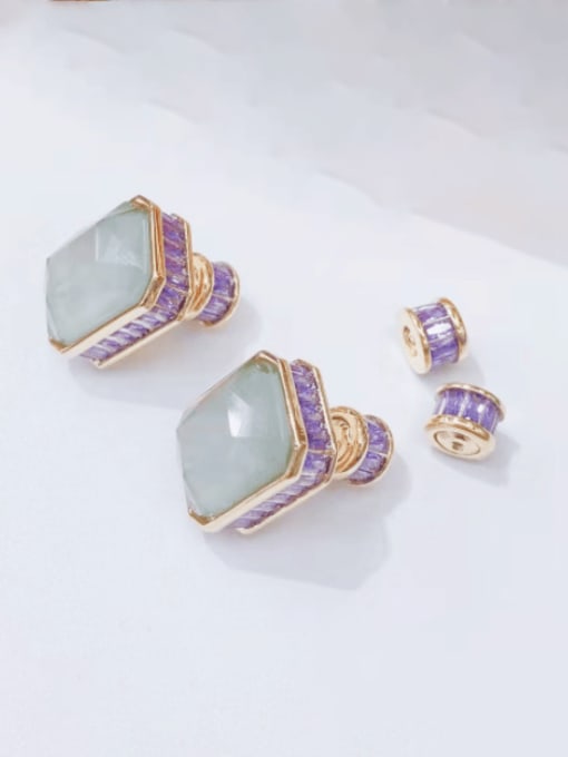 OUOU Brass Cubic Zirconia Geometric Luxury Stud Earring 1