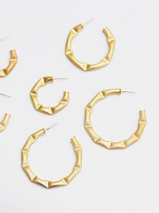 Dumb gold medium Copper  C-shape minimalist hoop Trend Korean Fashion Earring