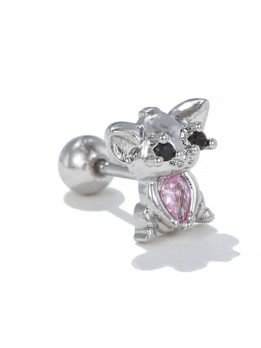 EGD1420 White K Brass Cubic Zirconia Animal Cute Stud Earring(Single-Only One)
