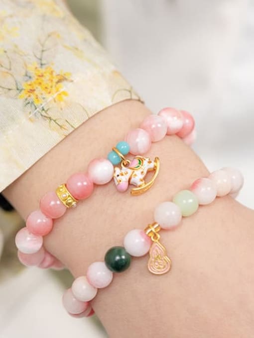 ACCA Brass Natural Stone Multi Color Horse Cute Handmade Beaded Bracelet 1
