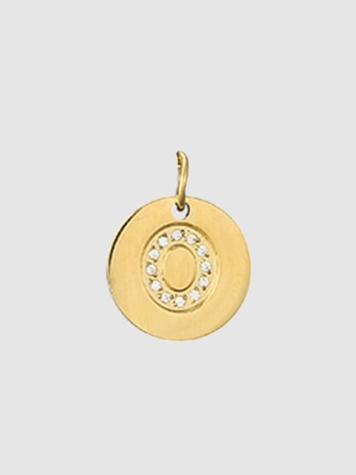 O 14 K gold Titanium 26 Letter Minimalist round pendant Necklace