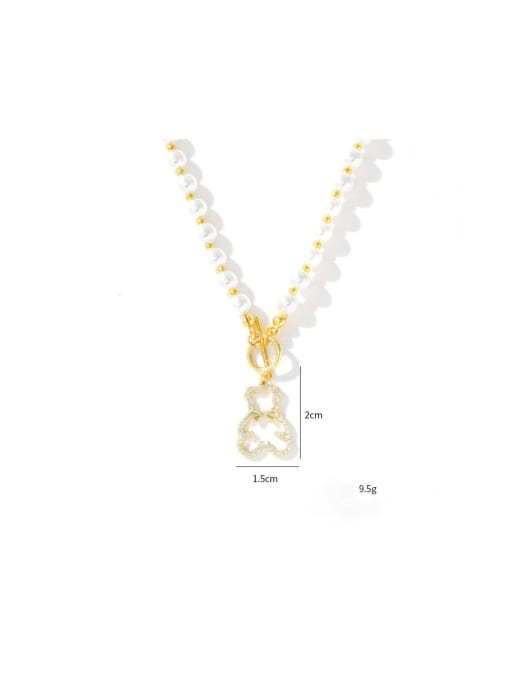 Gold X676 Brass Cubic Zirconia Bear Dainty Necklace