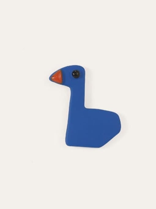 Five Color Alloy Enamel  Cute  Blue asymmetric cartoon cute little duck  Stud Earring 2