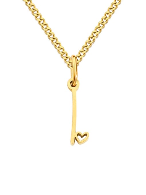 I Gold Stainless steel Letter Minimalist Necklace