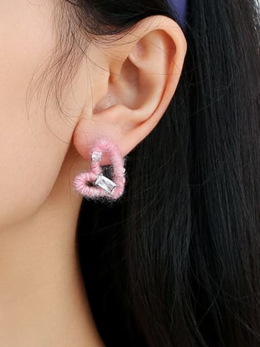 Five Color Brass Hollow Heart Minimalist Stud Earring 1