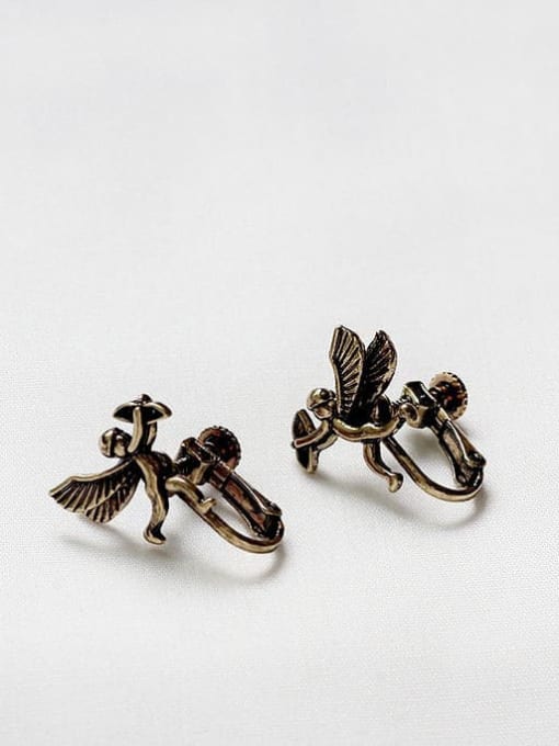 Ancient gold ear clasp Copper Angel Cute Stud Trend Korean Fashion Earring