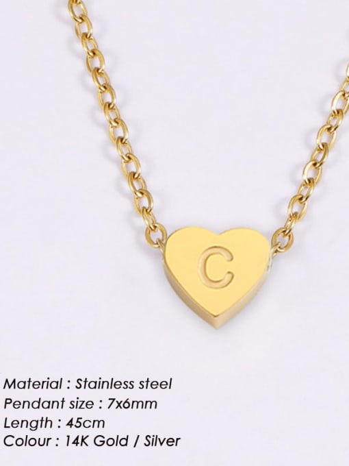 C Gold Stainless steel Letter Minimalist Necklace