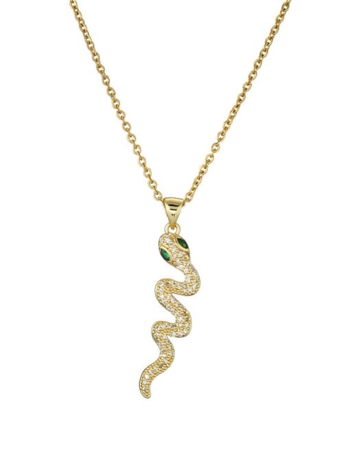20298 Brass Rhinestone Snake Vintage Necklace