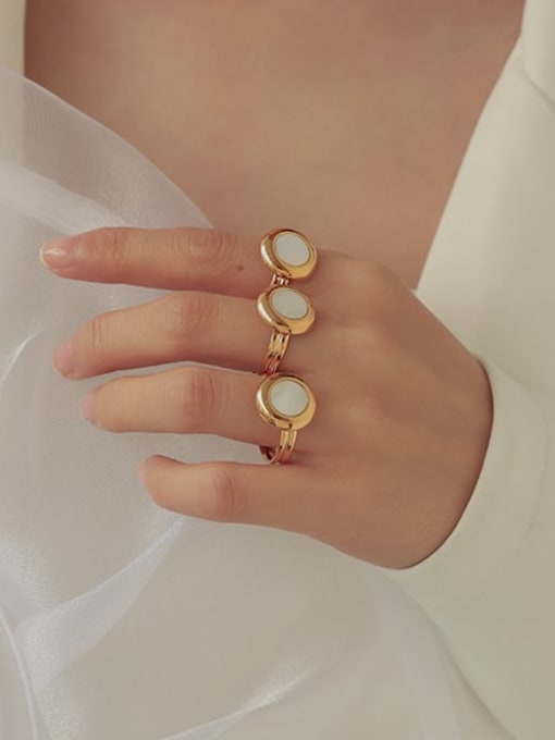 Five Color Brass Shell Round Trend Band Ring 1