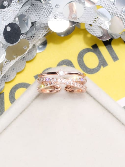 rose gold Alloy +Rhinestone White Geometric Trend Stackable Ring/Free Size Ring