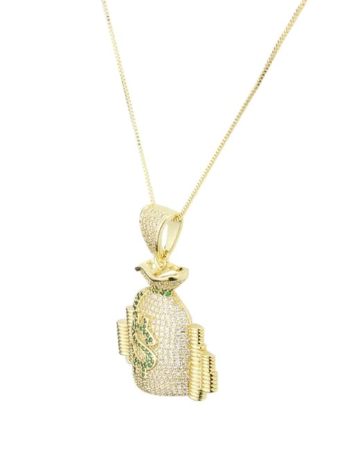 renchi Brass Cubic Zirconia  Dainty  Money bag pendant  Necklace 2