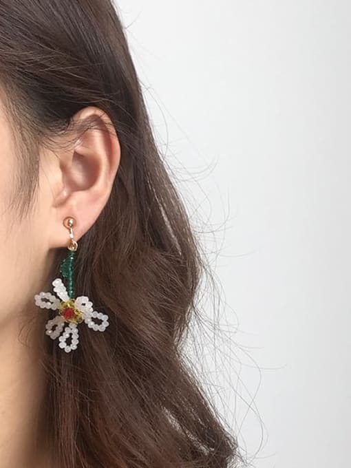 Five Color Brass Imitate Crystal Flower Minimalist Hook Earring 1
