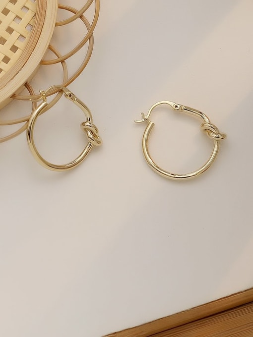 Gold steel needle Copper Hollow Round Minimalist Hoop Trend Korean Fashion Earring
