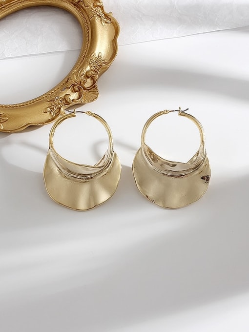 gold Copper Smooth Irregular Statement Drop Trend Korean Fashion Earring