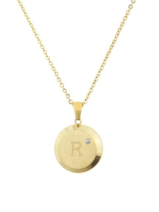 R Titanium Rhinestone 26 Letter Minimalist Initials Necklace