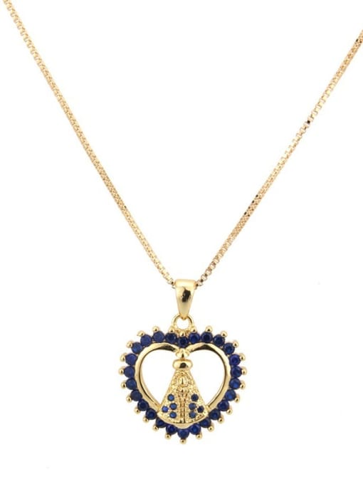 renchi Brass Rhinestone Heart Minimalist Regligious Necklace 0