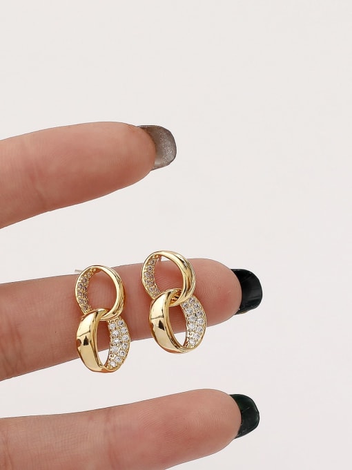 HYACINTH Brass Cubic Zirconia Geometric Minimalist Drop Trend Korean Fashion Earring 2