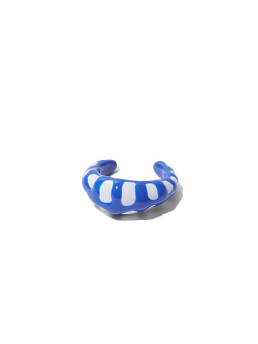 White and blue wave point (single ) Brass Enamel Irregular Minimalist Single Earring
