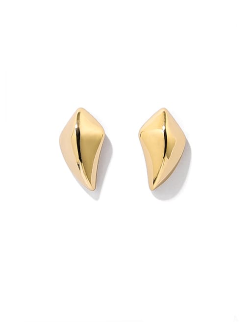 golden Brass Geometric Hip Hop Stud Earring