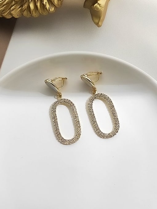 Gold earclip Brass Cubic Zirconia Geometric Ethnic Drop Trend Korean Fashion Earring