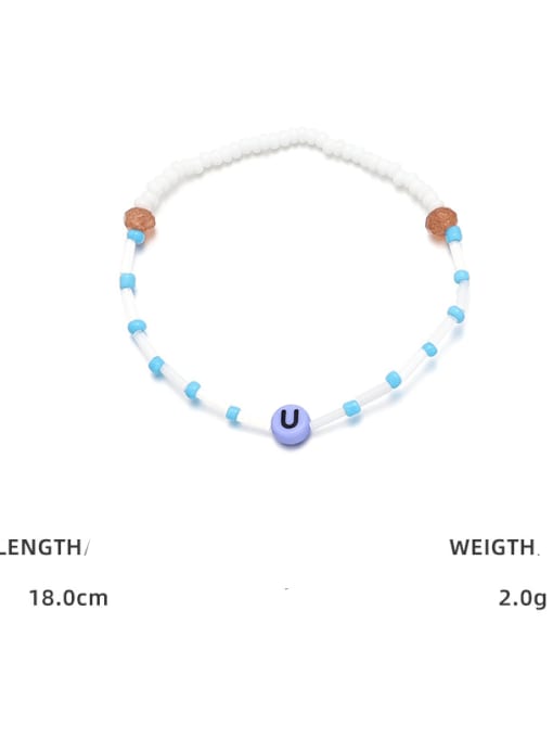 U Titanium Steel Glass beads Letter Artisan Stretch Bracelet