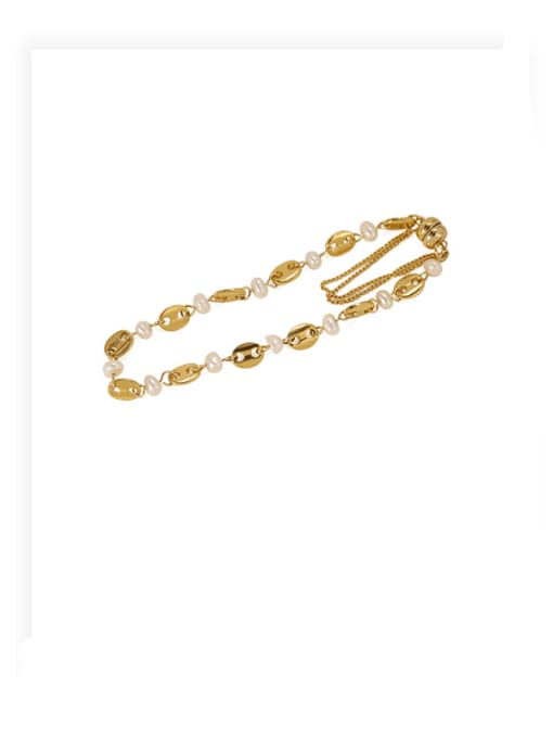 ACCA Brass Freshwater Pearl Geometric Vintage Beaded Bracelet 3