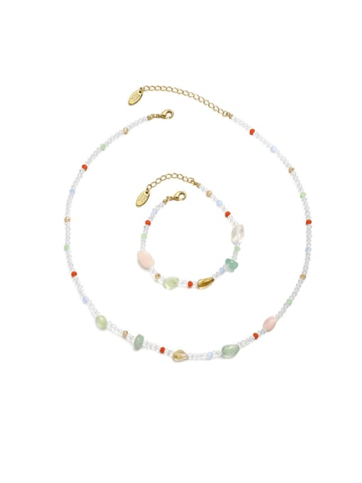 Five Color Brass Glass beads Geometric Bohemia Necklace 0