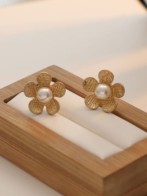 HYACINTH Copper Imitation Pearl Geometric Minimalist Stud Trend Korean Fashion Earring 3
