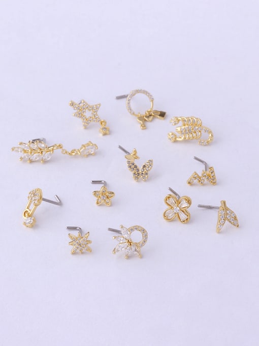 HISON Stainless steel Cubic Zirconia Animal Hip Hop Nose Studs 3